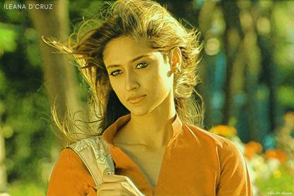 YAA - Bollywood Series- Ileana D'Cruz Art Effect Poster (18inchx12inch) Photographic Paper