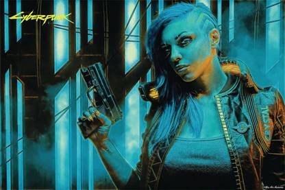 YAA - Cyberpunk 2077 Art Effect Poster Set 2 (18inchx12inch) Photographic Paper