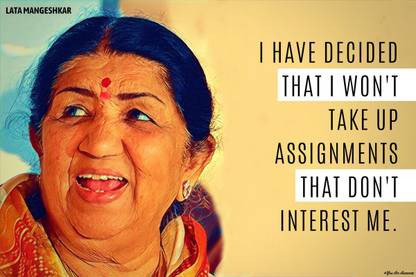 YAA - Lata Mangeshkar Quotes Poster (18inchx12inch) Photographic Paper