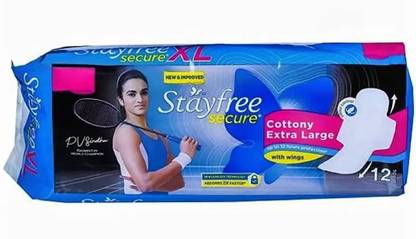 STAYFREE Secure Cottony Extra Large XL ( 12 pads) Sanitary Pad