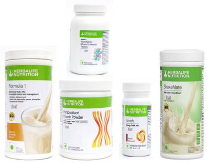 Herbalife Nutrition FORMULA1BANANA 500 PROTIEN 200 AFRESH ENERGY DRINK ELAICHI 50 SHAKEMATE 500 F 2 Protein Shake