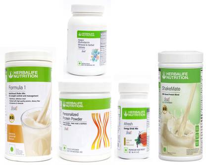 Herbalife Nutrition FORMULA1BANANA 500 PROTIEN 200 AFRESH ENERGY DRINK TULSI 50 SHAKEMATE 500 F 2 Protein Shake