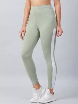 KOOLEST Color Block Women Green, White Tights