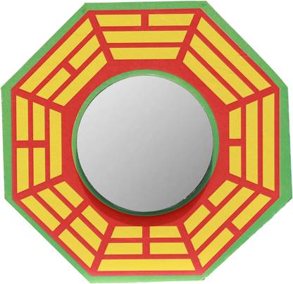 HAWAI Feng Shui Pakua Bagua Mirror (6X6 Inch) For Vastu Showpiece Wooden Glass Yantra Decorative Showpiece  -  15 cm