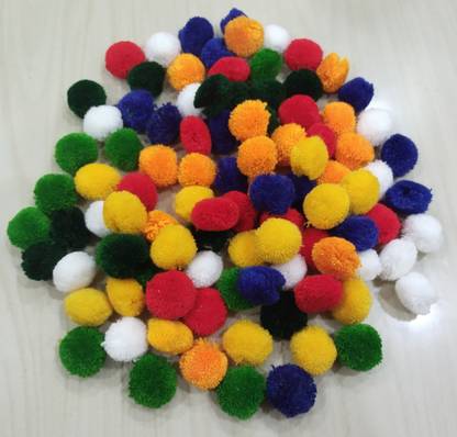 fairy craft n' creation Woolen pompom ball (100pcs), colour -multicolour,size-2cm