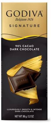 Godiva 90% Dark Chocolate Bar, 90g Bars