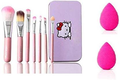 Lusty soul Hello Kitty Complete Makeup Mini Brush Kit With A Storage Box + 2 sponge puff