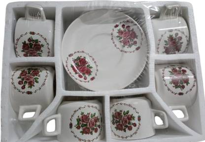 VISHCRISH Pack of 6 Ceramic Cup and Saucer Set