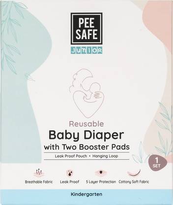Pee Safe Reusable Baby Diaper, Washable & Adjustable, 5 Layer Protection | Kindergarten - S - M