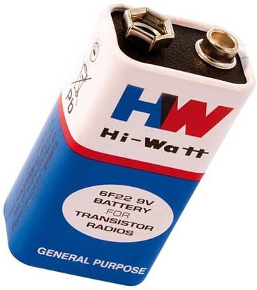 INVENTO 5pcs 9V DC HI-Watt Original 6F22M Non Rechargeable Battery Long Life for Home Automotive Electronic Hobby Kit
