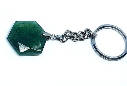 AIR9999 Natural Green Jade Crystal David Star Key Chain Key Ring Key Chain
