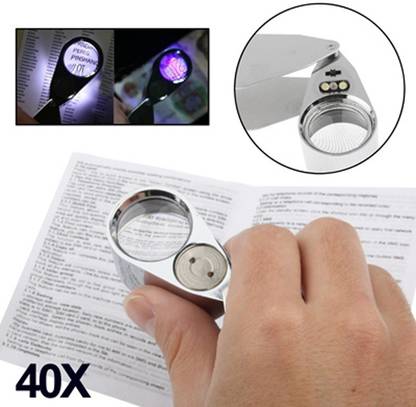 metrotools 40 X 25MM MAGNIFYING GLASS MAGNIFIER WITH 2-LED LIGHT FOR JEWELRY IDENTIFYING 40X25 MAGNIFYING