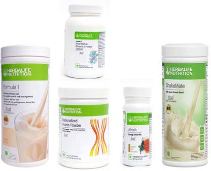 Herbalife Nutrition FORMULA1 VANILLA 500PROTIEN200AFRESH ENERGY DRINK TULSI 50 SHAKEMATE 500 F 2 Protein Shake