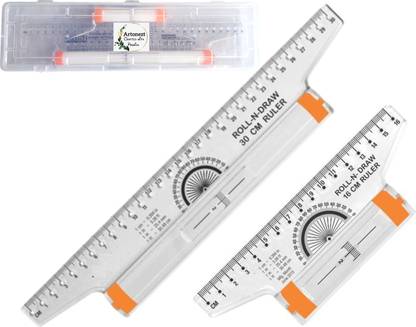 Artonezt Khyati Roll N Draw Ruler (16 cm and 30 cm) Drafting Scale Ruler + Plastic Box Ruler