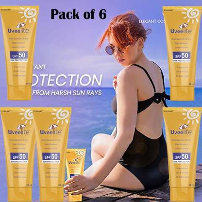 Uveelite Sunscreen - SPF 50 Elegent Sunscreen Lotion SPF50 (PACK OF 6)
