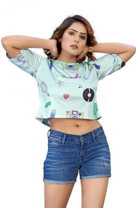 NG STORE Casual Printed Women Light Blue Top
