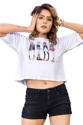 Casual Printed Women White Top