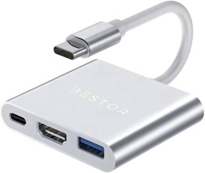 Bestor 3 in 1 Type C USB Hub/Type C Hub /USB C to HDMI Adapter, HD 4K HDMI with PD Charging, USB 3.0, Compact Extension Adapter, Aluminum Case, [Compatible with MacBook Pro ,Dell XPS Surface Pro Pixel EliteBook ThinkPad, Samsung Galaxy S8/S9/S10/Note 8/Note 9] (Grey/Silver) HC-04B HDMI Connector, USB Charger, USB Hub