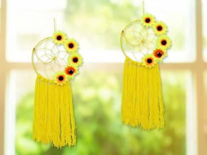 JH Gallery Handmade Woollen Artificial Flowers Dream Catchers Wool Dream Catcher