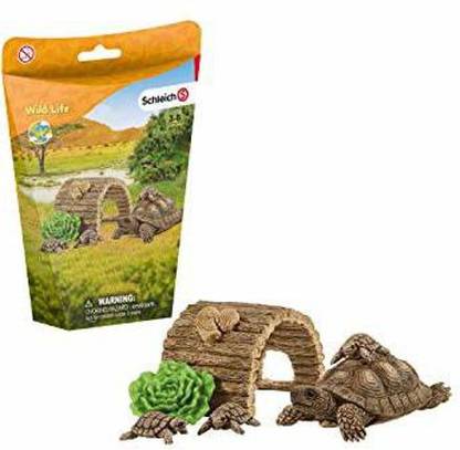 Schleich Wild Life 6-Piece Tortoise Toy Figure with Hatchlings and Turtle Home Playset