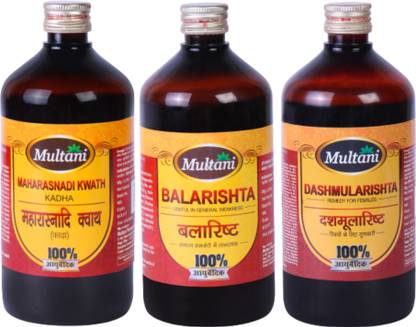 Multani Maharasnadi Kwath kadha & Balarisishta & Dashmularishta Combo | (450ml Each)