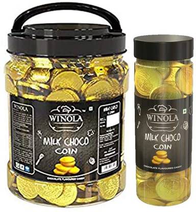 Winola Chocolate Gift Pack- Buy Milk Choco Coin (1 kg) | Get Milk Choco Coin (175g) Truffles