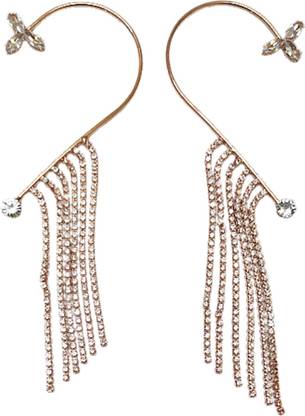 Pravi Arts Stone studded rose gold ear-cuff Crystal Alloy Cuff Earring