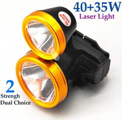 shoptric 45+35W 2 in 1 Adjustable Laser LED Rechargeable Head Torch Light For Long Range 5 hrs Torch Emergency Light