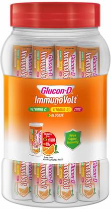 GLUCON-D ImmunoVolt Glucose Energy Bites Orange - 20 Tube Packs Energy Drink