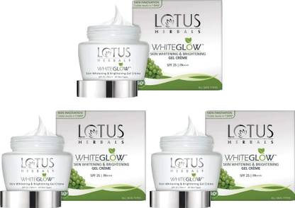LOTUS HERBALS WHITEGLOW Skin brightening Gel Cream SPF 25 PA+++ 40G ( Pack of 3 ) (120 g)