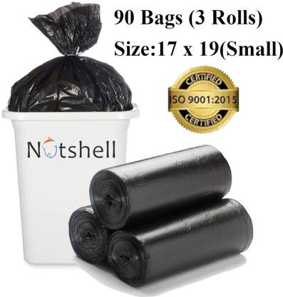 Nutshell OXO - Biodegradable Disposable Compostable Garbage Bags Black Small 9 L Garbage Bag  Pack Of 90