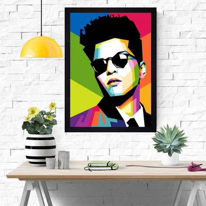 Gallery99 Bruno Mars Art Texture Paper Framed Art Print 19.25 Inches X 13.25 Inches Digital Reprint 13.25 inch x 19.25 inch Painting