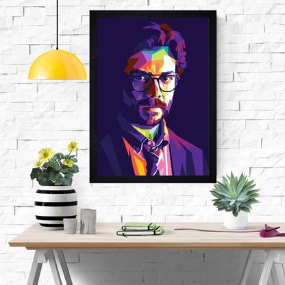 Chaque Decor The Professor In Money Heist Texture Paper Framed Art Print Digital Reprint 13.25 inch x 19.25 inch Painting