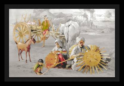 vastu-vigyan Vastu Village Painting With Frame - Vastu Remedy { Pack of 1 } Acrylic 13 inch x 18 inch Painting