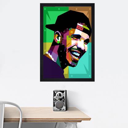 Chaque Decor Pop Art Rapper Drake Texture Paper Framed Art Print Digital Reprint 13.25 inch x 19.25 inch Painting