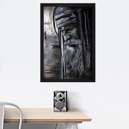 Chaque Decor Sadhu Tapasya Texture Paper Framed Art Print Digital Reprint 13.25 inch x 19.25 inch Painting