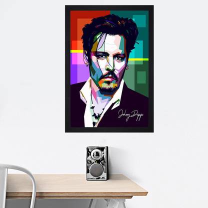 Gallery99 Johnny Depp Portrait Art Texture Paper Framed Art Print Digital Reprint 13.25 inch x 19.25 inch Painting