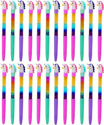 Kartual Birthday Return Gift In Bulk Unicorn Glitter Gel Pens / Cute Stationery (24 Pcs) Ball Pen