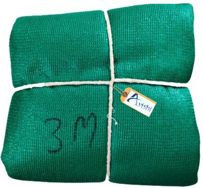 Avishi Green net 50% Shade, 3 X 3 Meters Full Green With Handlings/Niwaar, Thick and UV Treated, Long Life Garden Net Portable Green House