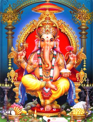 Ganpati Self Adehesive poster Ganeshji Ganesh Ganpati Bappa Moriya traditional image Paper Print