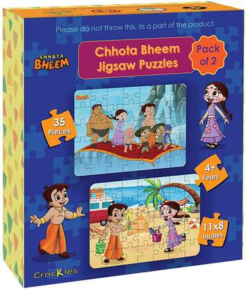 Crackles 35 Pcs Chhota Bheem Beach & Flying Carpet Jigsaw Puzzles for Kids|Pack of 2|8x11