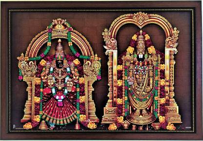 SujArta Tirupati Balaji Padmavati Photo, Premium Print, Quality 20*14 Inch, 4 mm Board Religious Frame