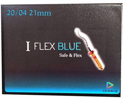 Iconic I FLEX BLUE HEAT TRATED NITI ROTARY FILES ( 20/4 REFILL PACK - 21MM ), DENTAL ROTARY FILES 20/04 21MM REFILL PACK Rotary Bit Set