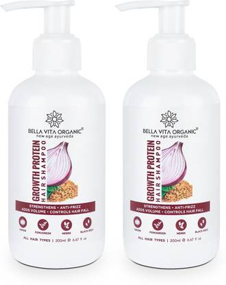 Bella vita organic ग्रोथ प्रोटीन कंडीशनिंग शैम्पू एंटी फ्रिज, हेयरफॉल कंट्रोल, ग्रेइंग, वॉल्यूमाइजिंग और एंटी डैंड्रफ पुरुषों और महिलाओं के लिए (225 ml x 2)