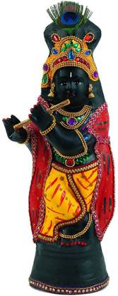 HOIVA Shree BLACK fiber Krishna Idol - 36 CM for pooja home or office decor Decorative Showpiece  -  36 cm
