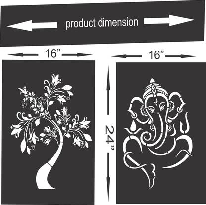DB stencilprint subh labh combo Style Wall Design Stencils for Wall Painting Décor Suitable for kids room,entrance, bedroom,office,drawing room size(16*24 inch) Stencil