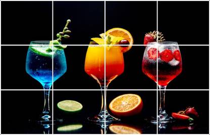 Sticker Wall 91 cm Multi Flavour Mocktail Wall Sticker Self Adhesive Sticker