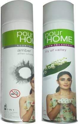 POUR HOME AMBER AFTER SMOKE, LILY OF VALLEY Spray 1 AMBER AFTER SMOKE ROOM FRESHENER 270 ML+1 LILY OF VALLEY ROOM FRESHENER 270 ML