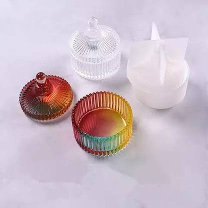 Sillicone Round stripped jar/storage box mould for resin art