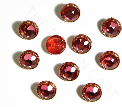 The Design Cart Bright Pink Circular Stone Acrylic Buttons 12 pcs Size 18 L / 11 mm / 0.43 inch Acrylic Buttons